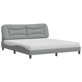 vidaXL Bett mit Matratze Hellgrau 180x200 cm Stoff