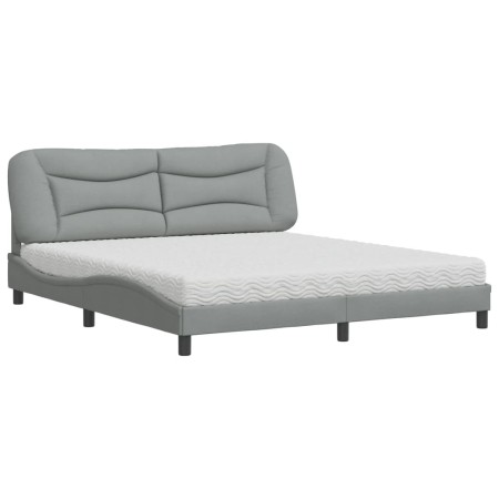 vidaXL Bett mit Matratze Hellgrau 180x200 cm Stoff