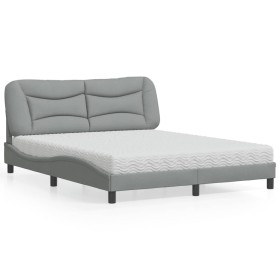 vidaXL Bett mit Matratze Hellgrau 160x200 cm Stoff