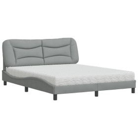 vidaXL Bett mit Matratze Hellgrau 160x200 cm Stoff