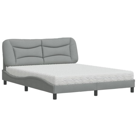 vidaXL Bett mit Matratze Hellgrau 160x200 cm Stoff