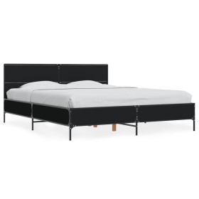 vidaXL Bettgestell Schwarz 160x200 cm Holzwerkstoff und Metall