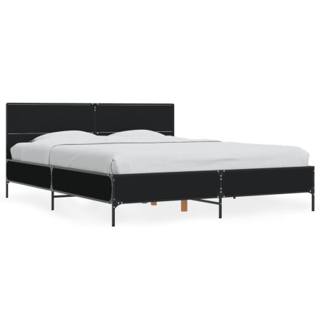 vidaXL Bettgestell Schwarz 160x200 cm Holzwerkstoff und Metall