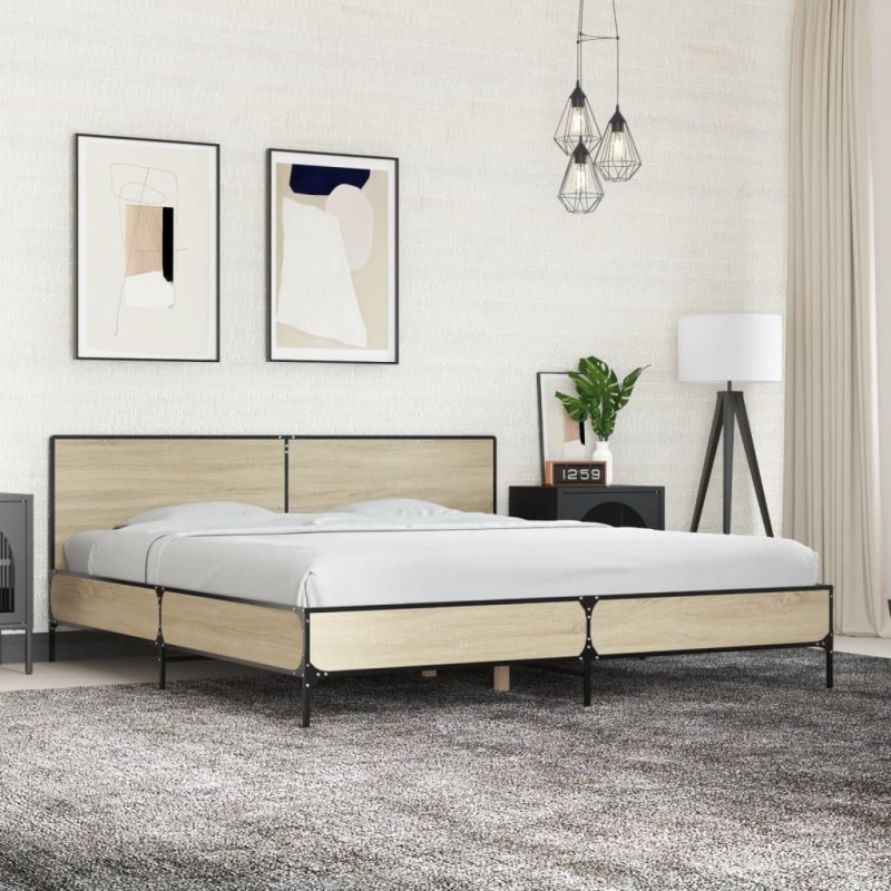 vidaXL Bettgestell Sonoma-Eiche 200x200 cm Holzwerkstoff und Metall vidaXL Bettgestell Sonoma-Eiche 200x200 cm Holzwerkstoff und Metall