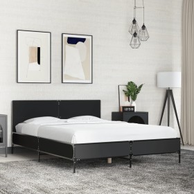 vidaXL Bettgestell Schwarz 140x190 cm Holzwerkstoff und Metall