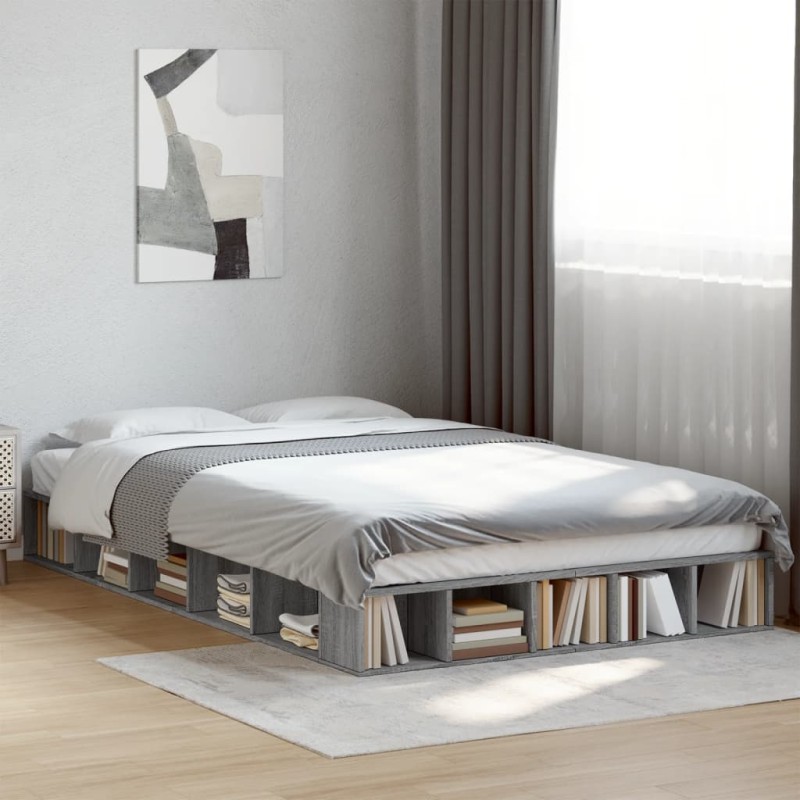vidaXL Bettgestell Grau Sonoma 120x200 cm Holzwerkstoff vidaXL Bettgestell Grau Sonoma 120x200 cm Holzwerkstoff