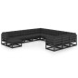12-tlg. Garten-Lounge-Set mit Kissen Schwarz Kiefer Massivholz 12-tlg. Garten-Lounge-Set mit Kissen Schwarz Kiefer Massivholz