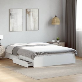 vidaXL Bettgestell mit Schubladen Weiß 135 x 190 cm Holzwerkstoff