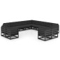 13-tlg. Garten-Lounge-Set mit Kissen Schwarz Massivholz Kiefer 13-tlg. Garten-Lounge-Set mit Kissen Schwarz Massivholz Kiefer