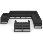 13-tlg. Garten-Lounge-Set mit Kissen Schwarz Massivholz Kiefer 13-tlg. Garten-Lounge-Set mit Kissen Schwarz Massivholz Kiefer