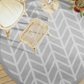 vidaXL Outdoor-Teppich Grau Ø200 cm PP