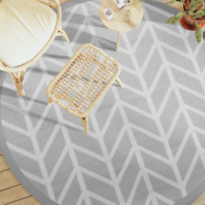 vidaXL Outdoor-Teppich Grau Ø200 cm PP vidaXL Outdoor-Teppich Grau Ø200 cm PP
