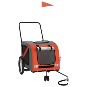 vidaXL Fahrradanhänger Hunde Orange und Grau Oxford-Gewebe und Eisen