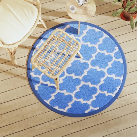 vidaXL Outdoor-Teppich Blau Ø120 cm PP