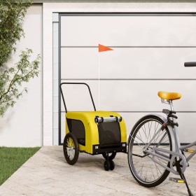 vidaXL Fahrradanhänger Hunde Gelb und Schwarz Oxford-Gewebe & Eisen
