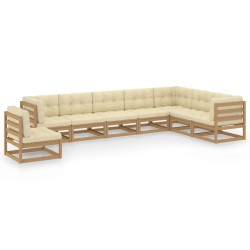 vidaXL 8-tlg Garten-Lounge-Set mit Kissen Honigbraun Massivholz Kiefer