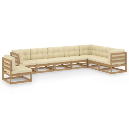vidaXL 8-tlg Garten-Lounge-Set mit Kissen Honigbraun Massivholz Kiefer