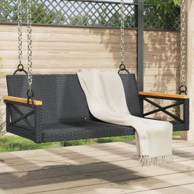 vidaXL Hängebank Schwarz 109x62x40 cm Poly Rattan