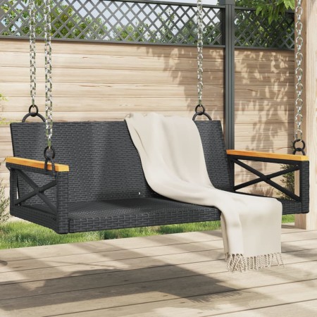 vidaXL Hängebank Schwarz 109x62x40 cm Poly Rattan