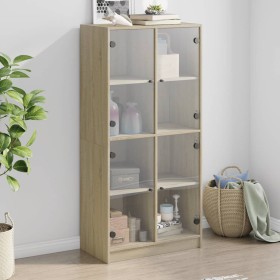 vidaXL Highboard mit Türen Sonoma-Eiche 68x37x142 cm Holzwerkstoff