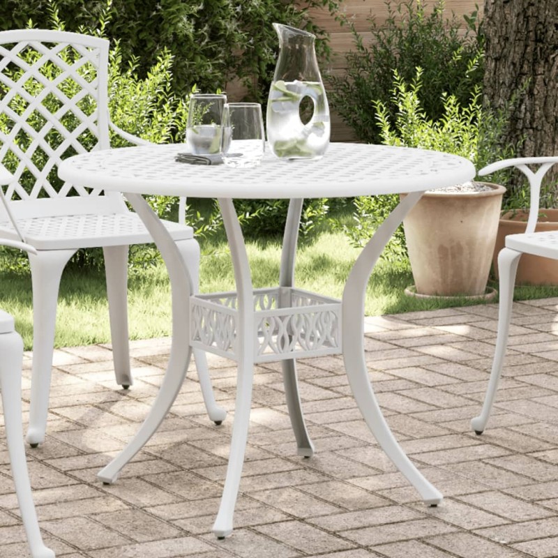 vidaXL Gartentisch Weiß Ø90x75 cm Aluminiumguss vidaXL Gartentisch Weiß Ø90x75 cm Aluminiumguss