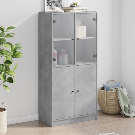 vidaXL Highboard mit Türen Betongrau 68x37x142 cm Holzwerkstoff