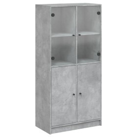 vidaXL Highboard mit Türen Betongrau 68x37x142 cm Holzwerkstoff