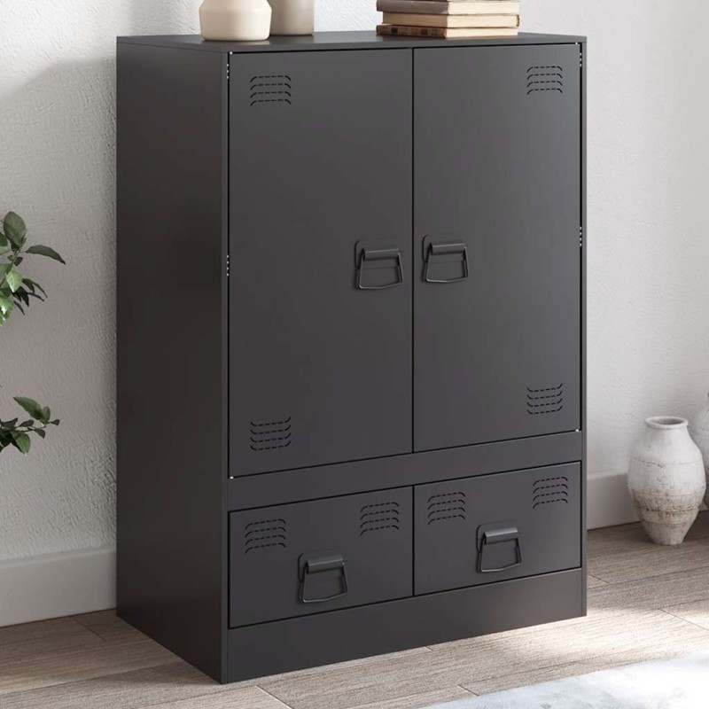 vidaXL Highboard Schwarz 67x39x95 cm Stahl vidaXL Highboard Schwarz 67x39x95 cm Stahl