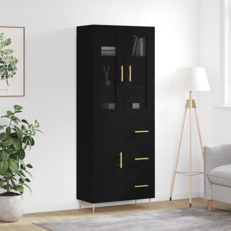 Highboard Schwarz 69,5x34x180 cm Holzwerkstoff