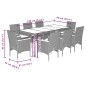 vidaXL 9-tlg. Garten-Essgruppe mit Kissen Schwarz Poly Rattan Akazie vidaXL 9-tlg. Garten-Essgruppe mit Kissen Schwarz Poly Rattan Akazie
