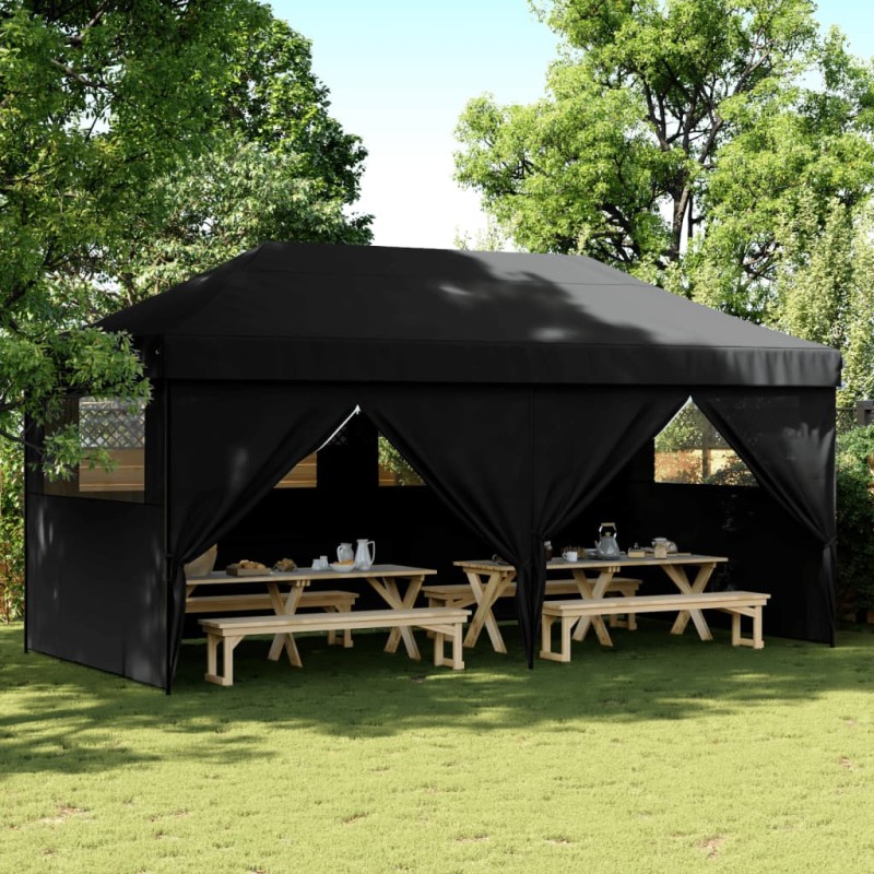 vidaXL Partyzelt Faltbar Pop-Up mit 4 Seitenteilen Schwarz vidaXL Partyzelt Faltbar Pop-Up mit 4 Seitenteilen Schwarz