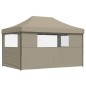 vidaXL Partyzelt Faltbar Pop-Up mit 3 Seitenteilen Taupe vidaXL Partyzelt Faltbar Pop-Up mit 3 Seitenteilen Taupe