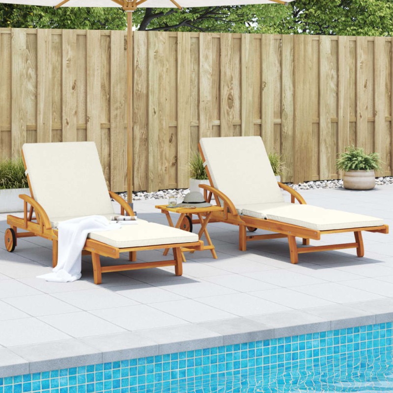 vidaXL Sonnenliegen 2 Stk. mit Auflagen 200x68x83 cm Massivholz Akazie vidaXL Sonnenliegen 2 Stk. mit Auflagen 200x68x83 cm Massivholz Akazie