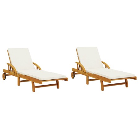 vidaXL Sonnenliegen 2 Stk. mit Auflagen 200x68x83 cm Massivholz Akazie