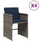 vidaXL Gartenstühle mit Kissen 4 Stk. Grau Poly Rattan vidaXL Gartenstühle mit Kissen 4 Stk. Grau Poly Rattan