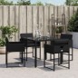 vidaXL Gartenstühle mit Kissen 4 Stk. Schwarz Poly Rattan vidaXL Gartenstühle mit Kissen 4 Stk. Schwarz Poly Rattan
