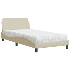 vidaXL Bett mit Matratze Creme 100x200 cm Stoff