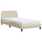 vidaXL Bett mit Matratze Creme 100x200 cm Stoff vidaXL Bett mit Matratze Creme 100x200 cm Stoff