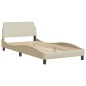 vidaXL Bett mit Matratze Creme 100x200 cm Stoff vidaXL Bett mit Matratze Creme 100x200 cm Stoff