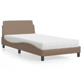 vidaXL Bett mit Matratze Cappuccino-Braun 100x200 cm Kunstleder