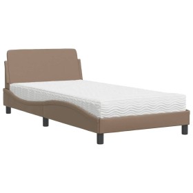 vidaXL Bett mit Matratze Cappuccino-Braun 100x200 cm Kunstleder