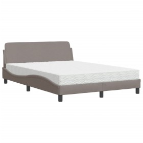 vidaXL Bett mit Matratze Taupe 120x200 cm Stoff