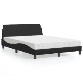 vidaXL Bett mit Matratze Schwarz 120x200 cm Kunstleder