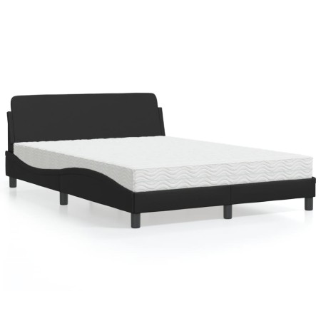 vidaXL Bett mit Matratze Schwarz 120x200 cm Kunstleder