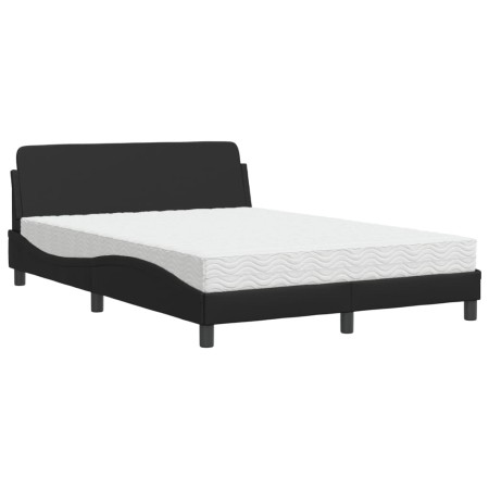 vidaXL Bett mit Matratze Schwarz 120x200 cm Kunstleder