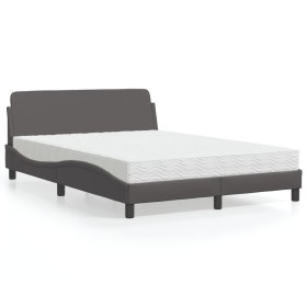 vidaXL Bett mit Matratze Grau 120x200 cm Kunstleder