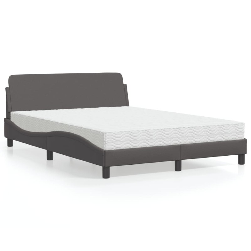 vidaXL Bett mit Matratze Grau 120x200 cm Kunstleder vidaXL Bett mit Matratze Grau 120x200 cm Kunstleder