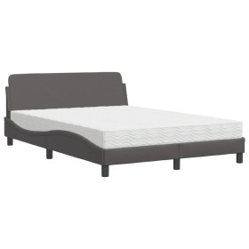 vidaXL Bett mit Matratze Grau 120x200 cm Kunstleder