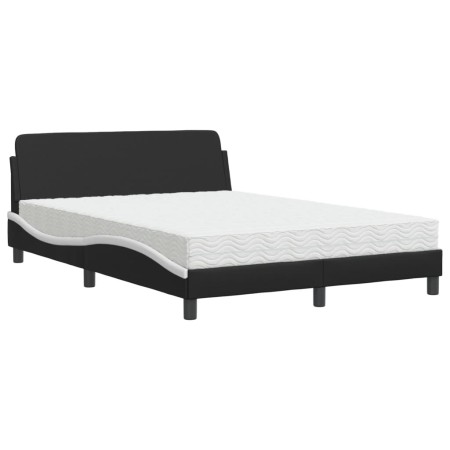 vidaXL Bett mit Matratze Schwarz und Weiß 120x200 cm Kunstleder