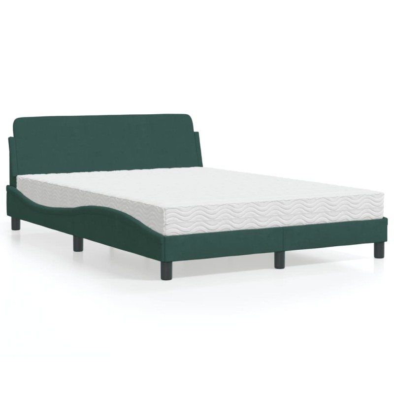 vidaXL Bett mit Matratze Dunkelgrün 140x190 cm Samt vidaXL Bett mit Matratze Dunkelgrün 140x190 cm Samt